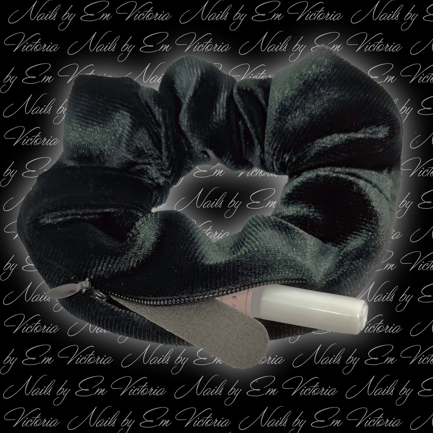 Zip Compartment Scrunchie - With On The Go Nail Repair Supplies!