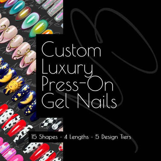 Custom Luxury Press On Gel Nails - Hand Painted Gel Nails