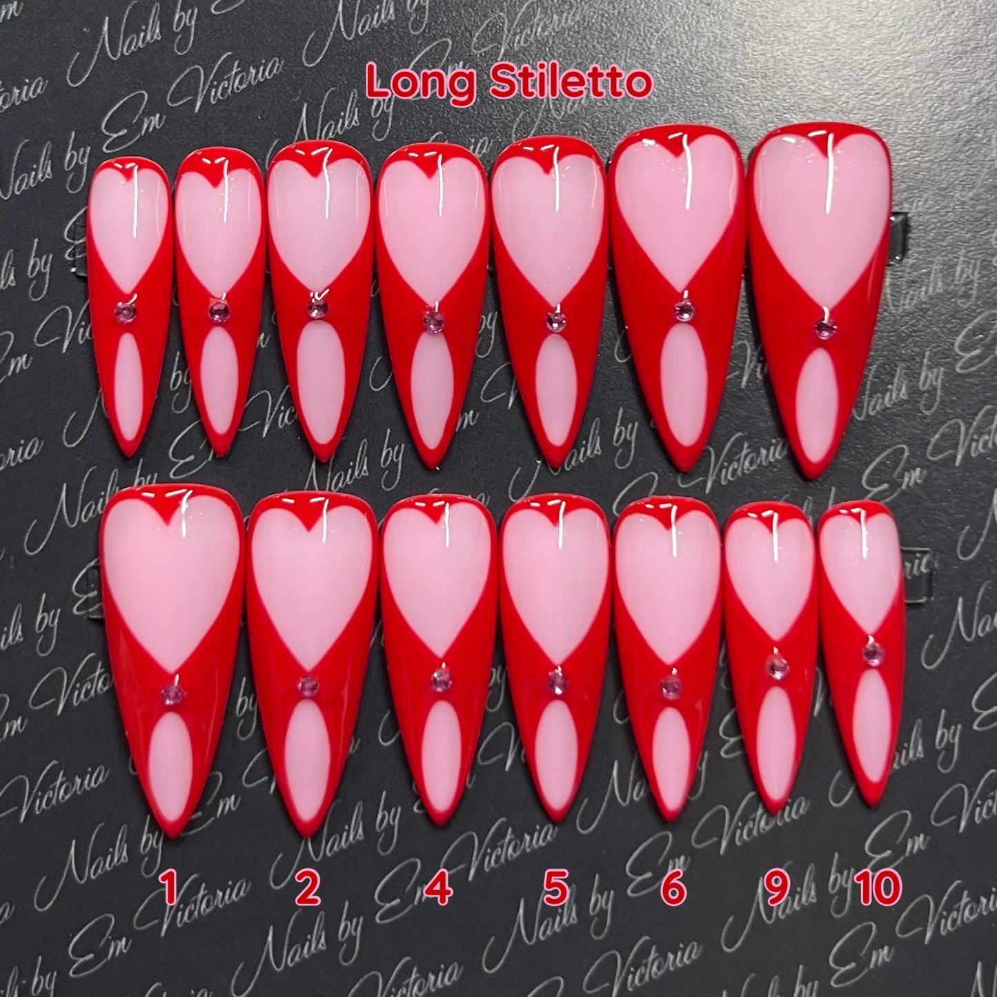Negative Space Valentines Hearts in Long Stiletto
