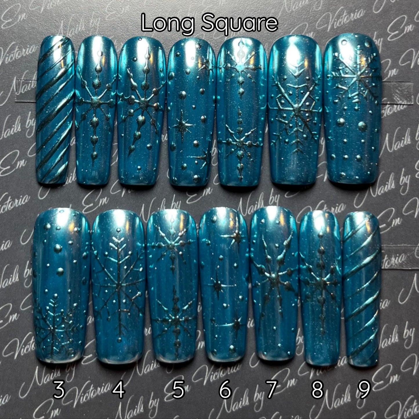 Blue Chrome Christmas Underside Reflective Silver Long Square