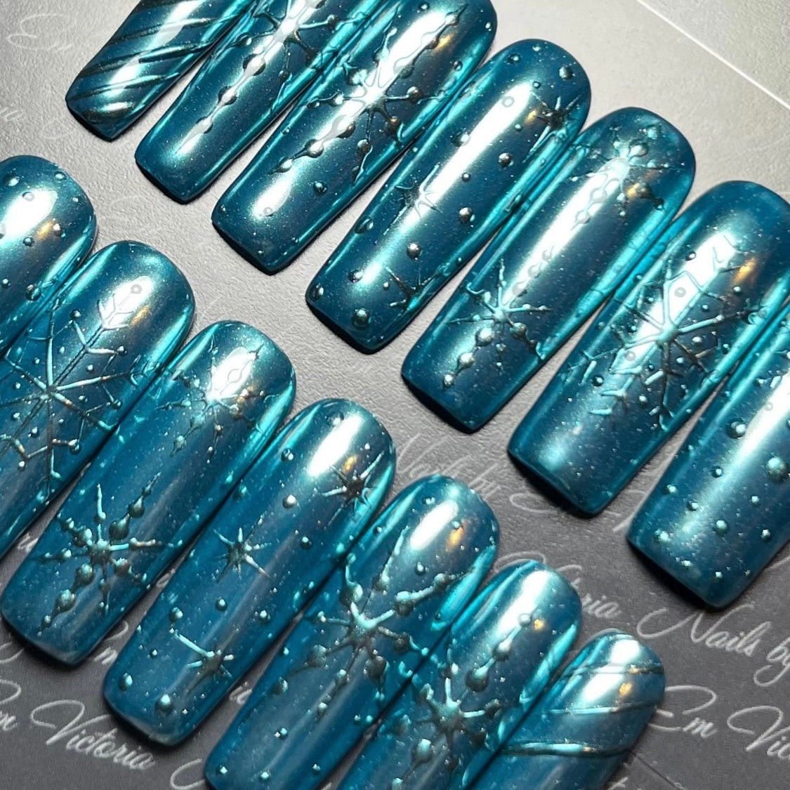 Blue Chrome Christmas Underside Reflective Silver Long Square