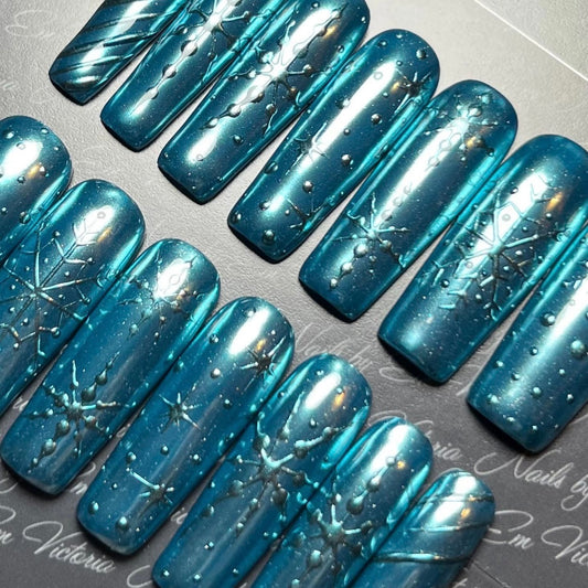 Blue Chrome Christmas Underside Reflective Silver Long Square