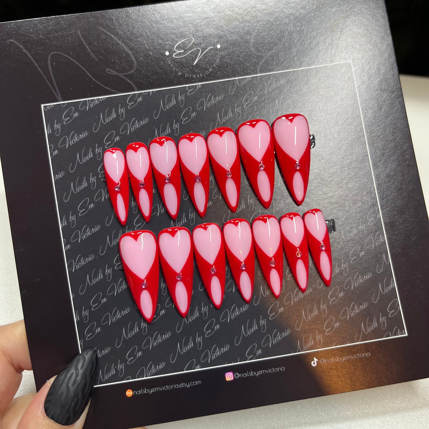 Negative Space Valentines Hearts in Long Stiletto