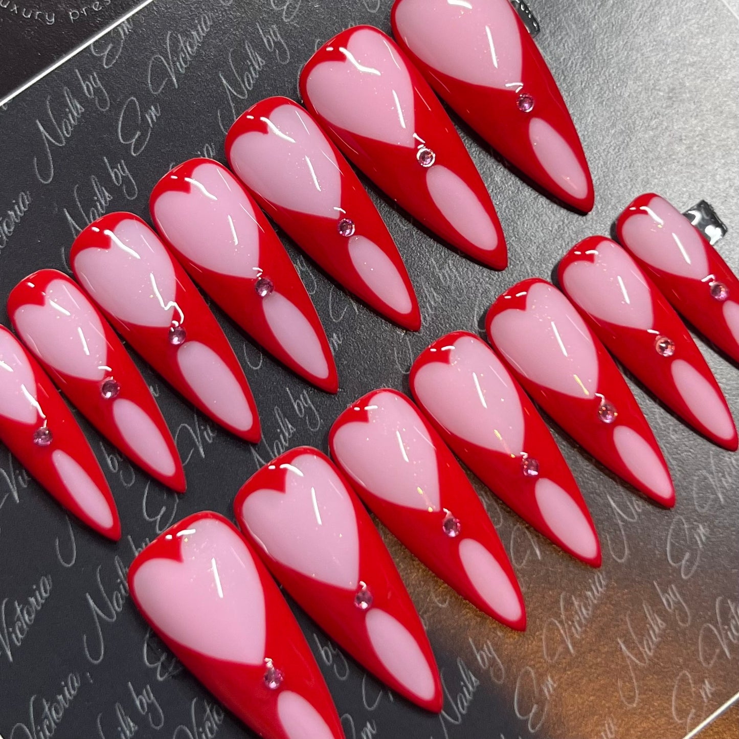 Negative Space Valentines Hearts in Long Stiletto