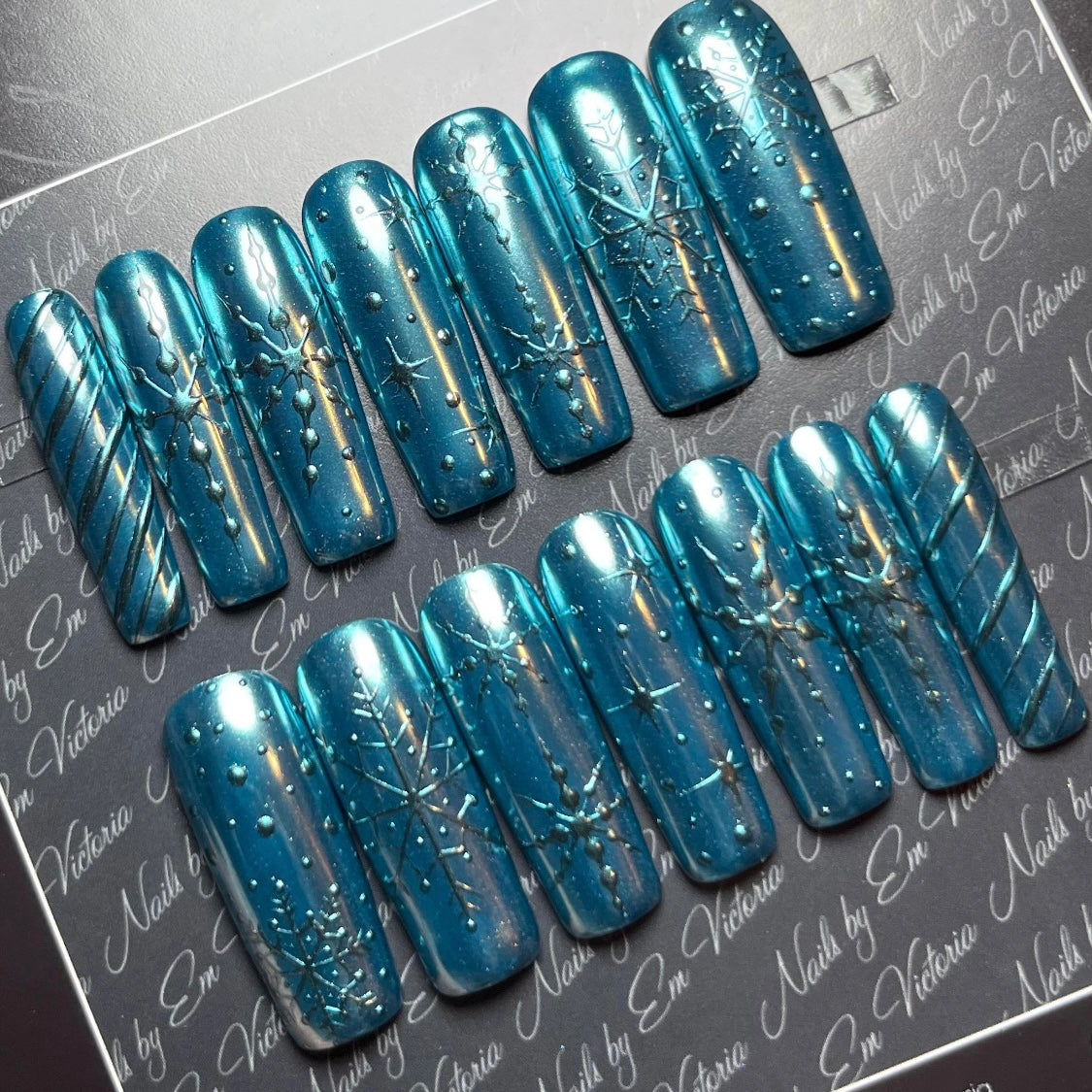 Blue Chrome Christmas Underside Reflective Silver Long Square