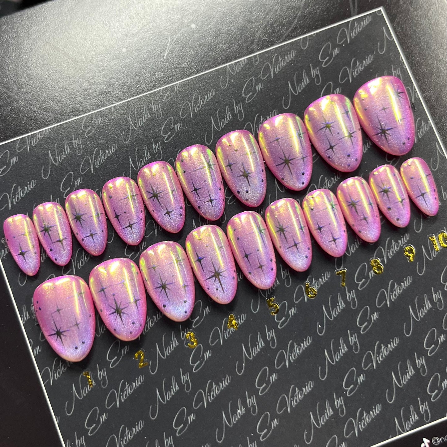 Iridescent Cat Eye w/ Stars in Short Almond