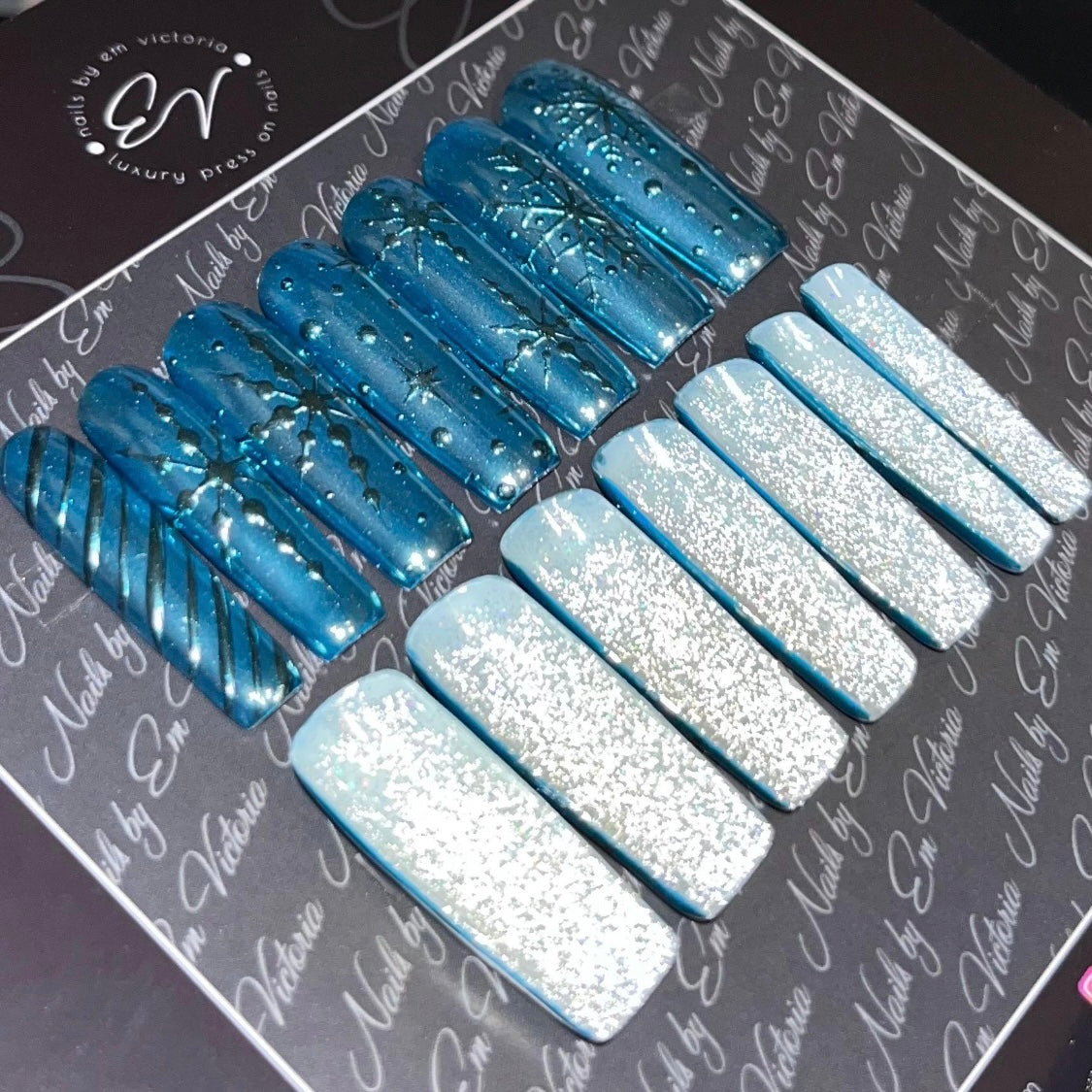 Blue Chrome Christmas Underside Reflective Silver Long Square